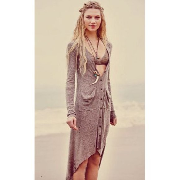 Free People Sweaters - FREE PEOPLE Beach Bonita Ribbed Up Maxi Cardigan Sz S